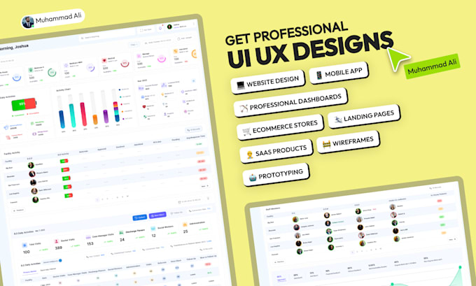 create modern UI UX design for website and mobile app in figma