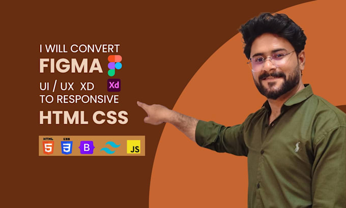 convert the figma design to responsive HTML CSS website