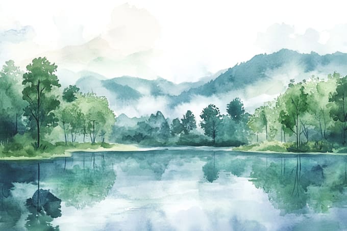 design watercolor landscape illustration