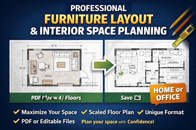 create professional furniture layout and interior space plan