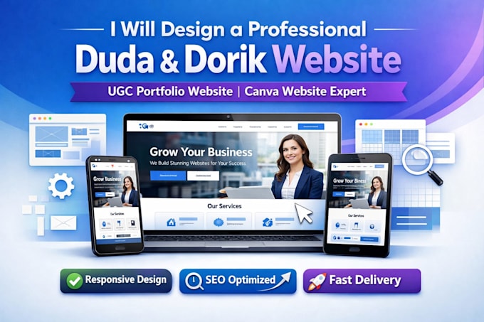 design website using the duda dorik website ugc portfolio website canva website