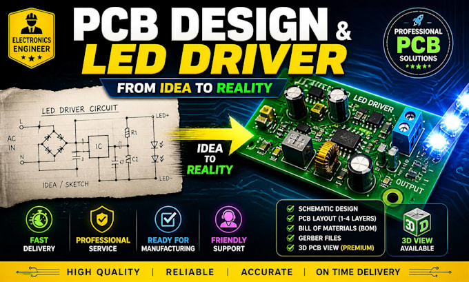 design pcb layout, schematic  and led driver circuit professionally