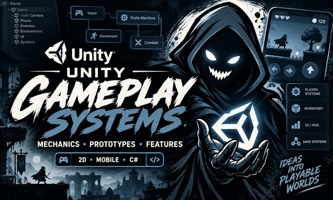 build unity gameplay systems, mechanics and  prototypes