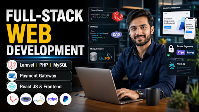 develop a laravel PHP website with mysql and payment integration