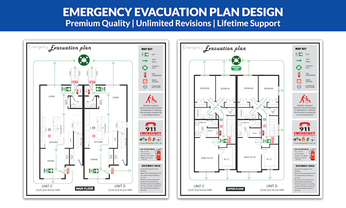 design emergency evacuation plans, maps, and safety procedures