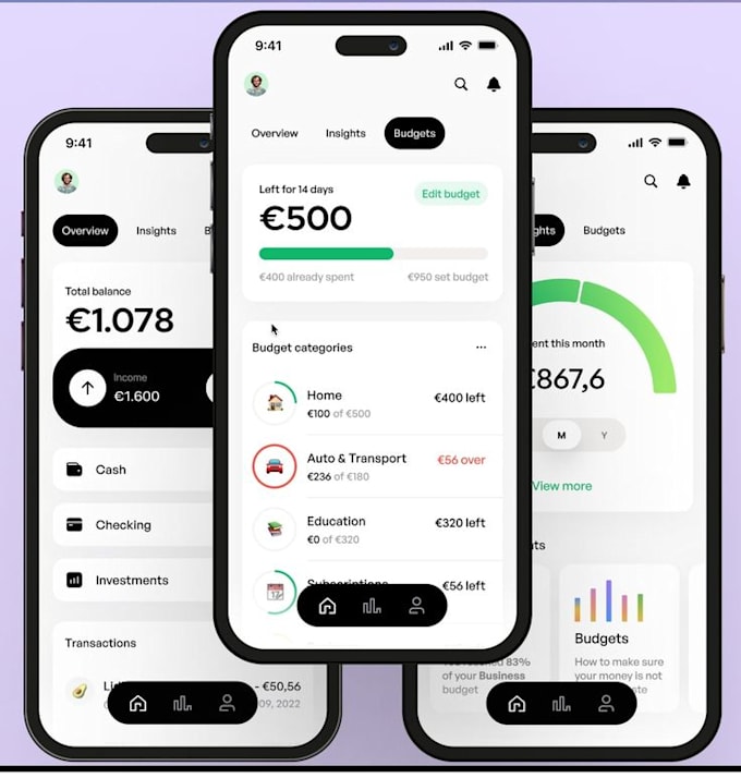 develop budget tracker app, recurring payment app, neobank app, remittance app