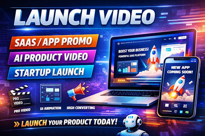 create high converting ai saas launch video, app promo, UI animation
