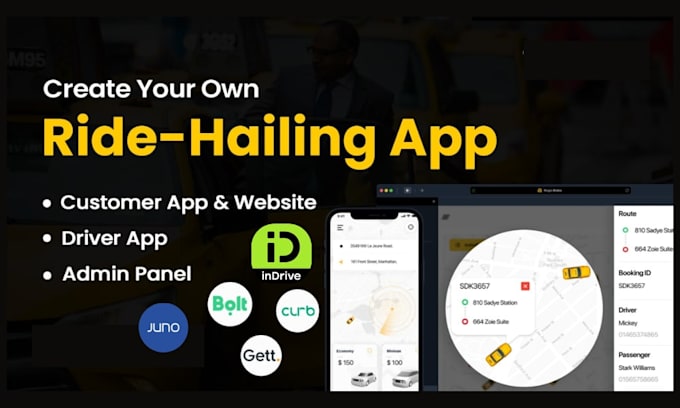 develop taxi booking, ride hailing app or website, like bolt, indrive, uber