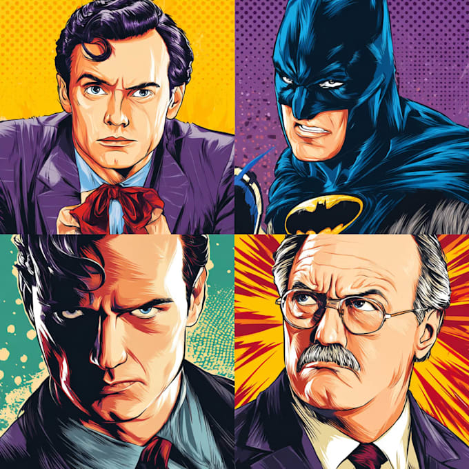 illustrate a superhero pop art portrait