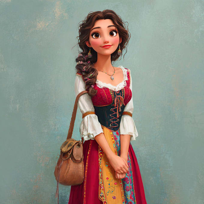 made a unique disney style portrait