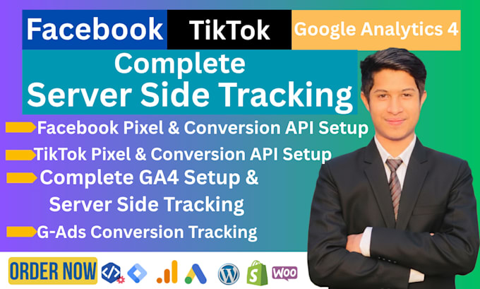 setup ga4 server side, facebook pixel capi, tiktok conversion API by GTM