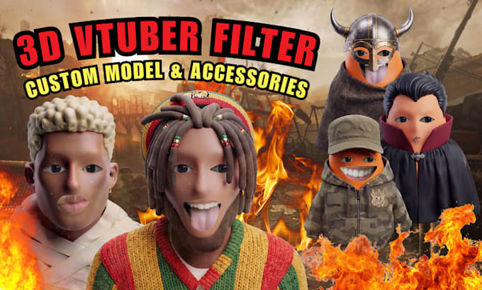 make 3d avatar ar vtuber filter for lens studio and streaming like burnt peanut
