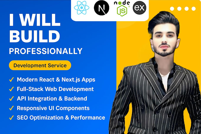 develop full stack web app using react, next js node js, express js