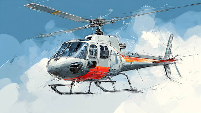 draw aircraft, helicopter, airplane into a vector