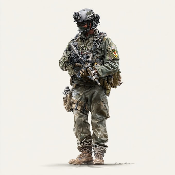 draw 2d game art military, alien character design