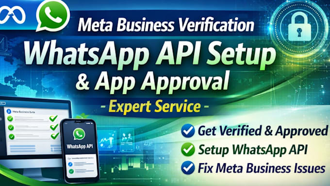 meta business verification, whatsapp API setup and app approval expert service