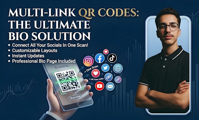 design a smart qr code with carrd bio link page for business or personal