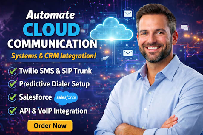 automate cloud communication, twilio sms, sip trunk setup and crm integration