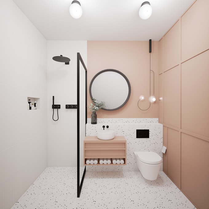 professional bathroom interior design and 3d rendering