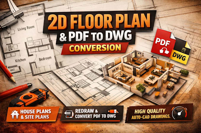 Redraw 2d house floor plan architecture autocad real estate architect ...