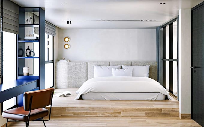 bedroom interior design and 3d rendering