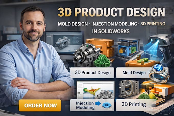 do 3d product design 3d mold design injection model 3d printing in solidworks
