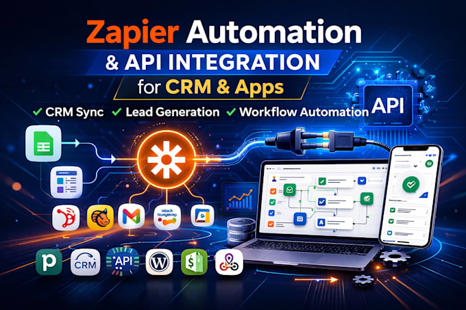 create zapier automation and API integration for CRM and apps