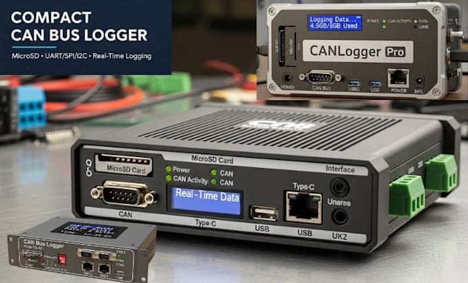 create compact can bus data logger with microsd, communication interfaces