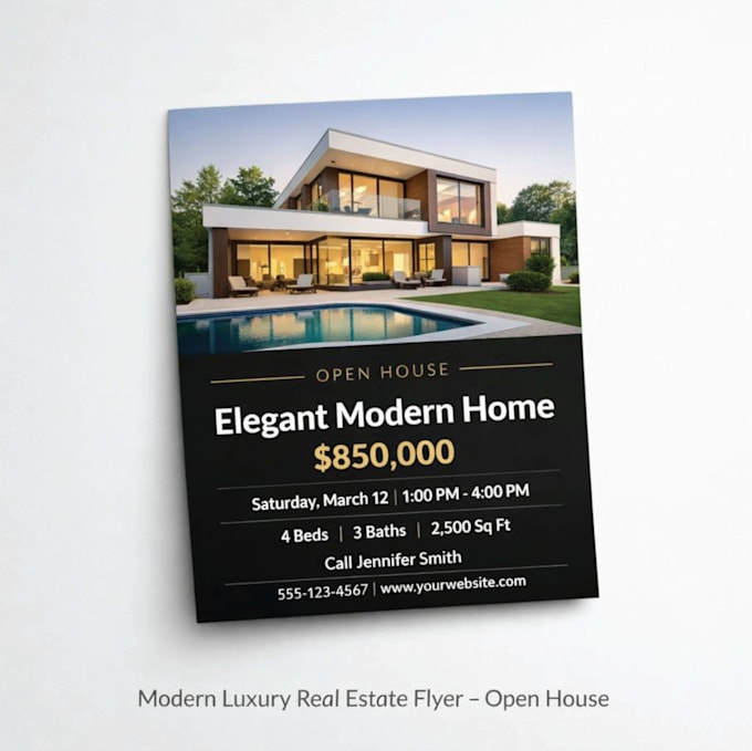 create a modern real estate open house flyer for realtors