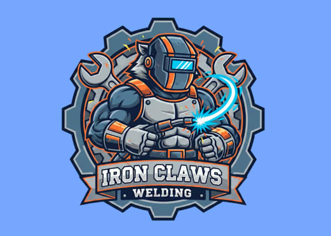 create creative welder mascot logo with unique creativity design
