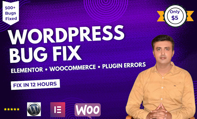 fix wordpress bugs, elementor errors, plugin and woocommerce issues