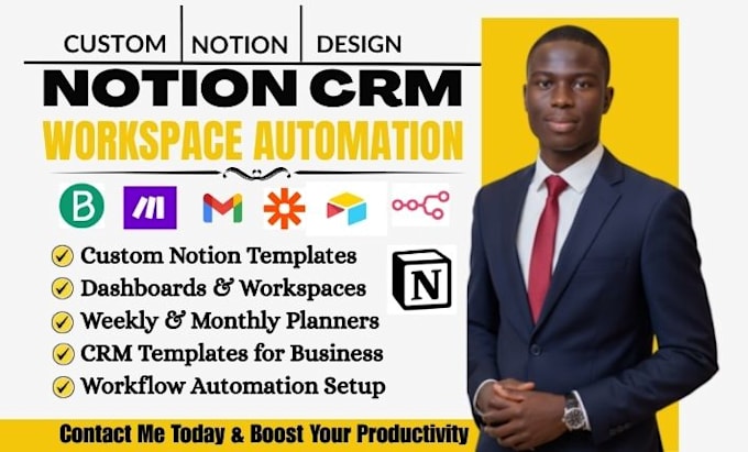 setup notion crm template workspace automation dashboard planner expert VA