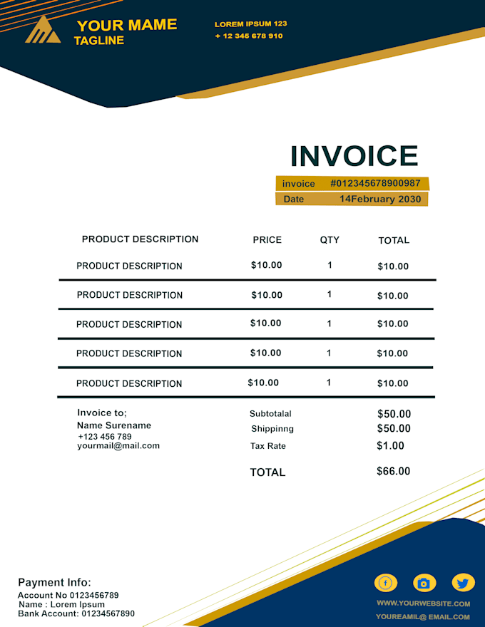 design professional invoice template