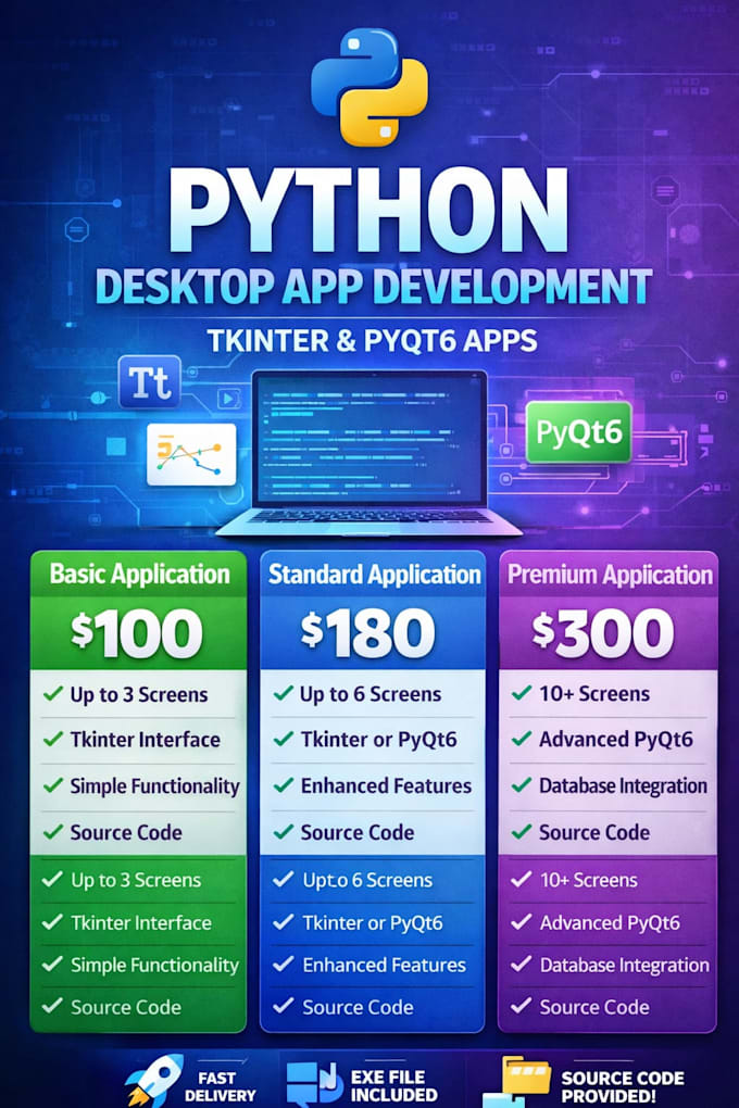 create python desktop application for you