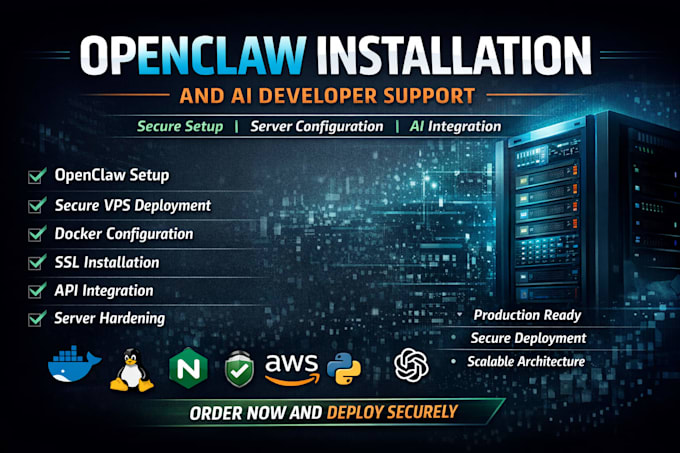 install open claw configure secure server and provide ai developer support