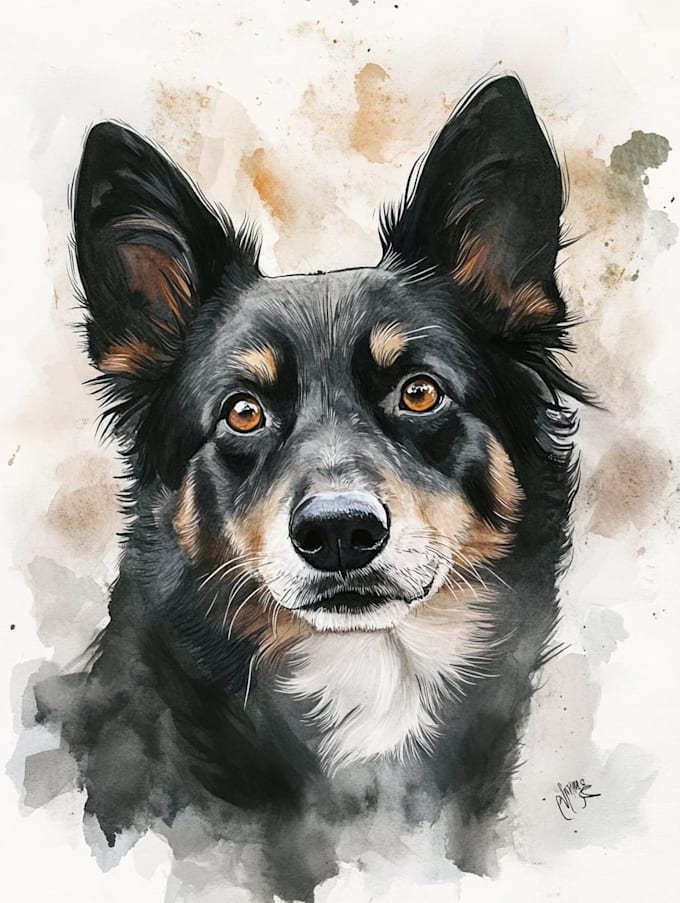 draw pet portrait, digital art, dog portrait