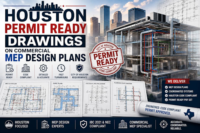 apply houston permit ready drawing on commercial mep design plans