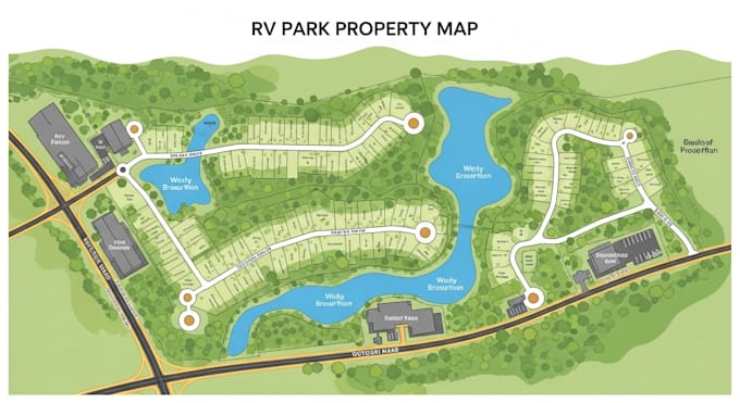 illustrate plot, plat, rv parking, site, property map design