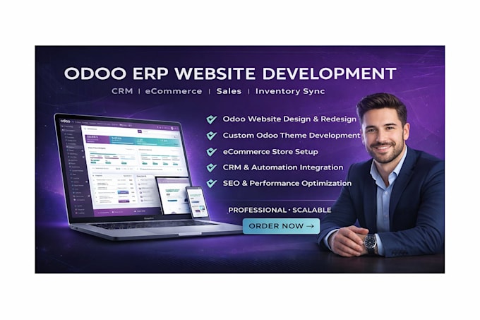 build a professional odoo erp, CRM, ecommerce and inventory website