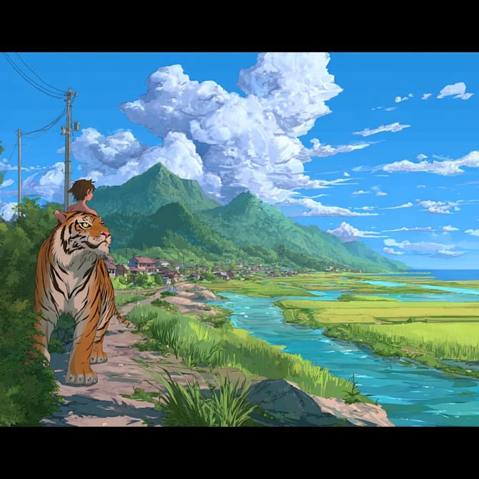 do a anime background, 2d environment, landscape