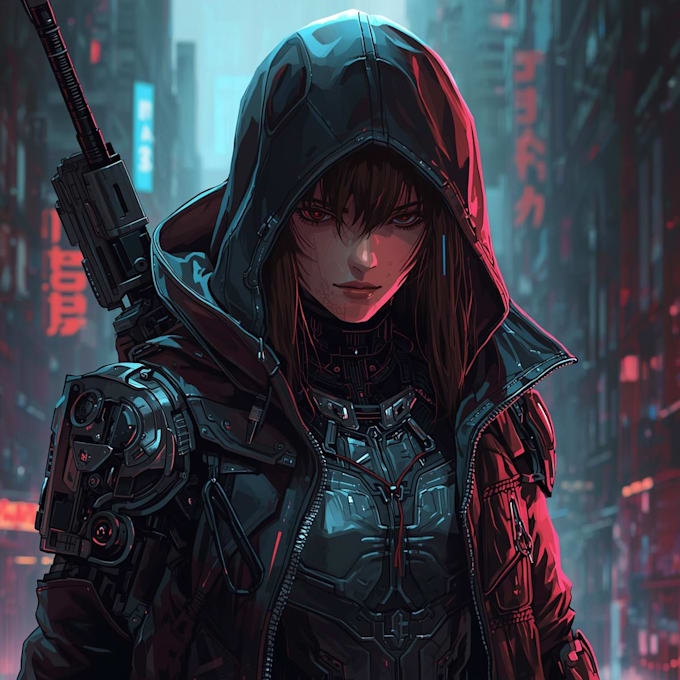 draw scifi or cyberpunk character portrait art