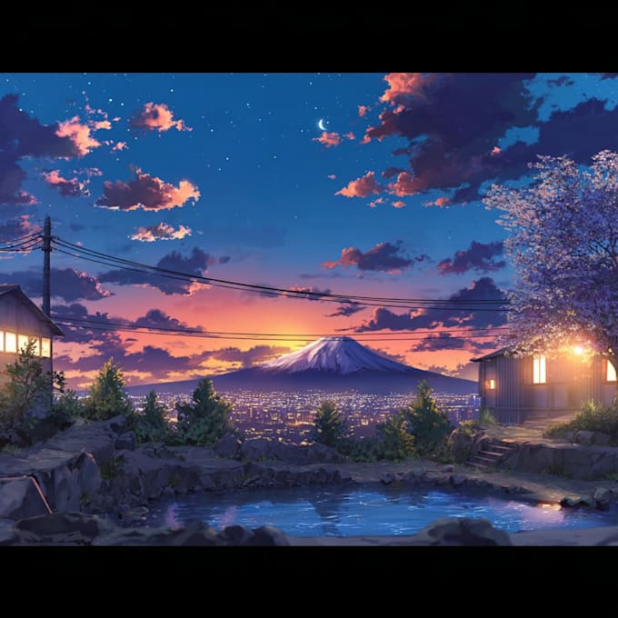 illustrate  anime background for visual novels or games