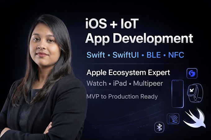 develop ios and apple ecosystem apps with iot, ble, mqtt, custom protocols etc