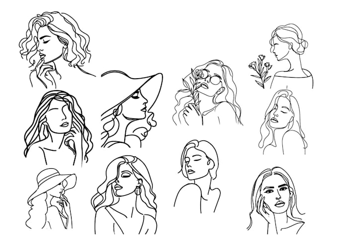 Design custom minimal modern hand drawn line art feminine logo and ...