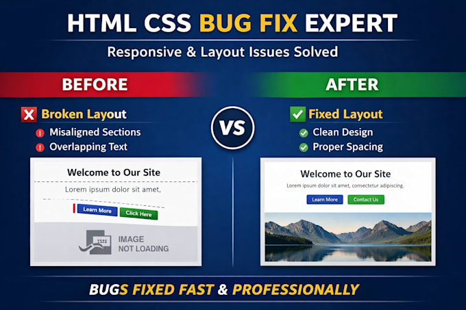 fix HTML CSS bugs and responsive issues