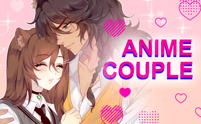 draw anime couple,oc couple,romantic art for you