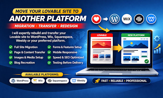 migrate your lovable website to wordpress, wix, squarespace or weebly