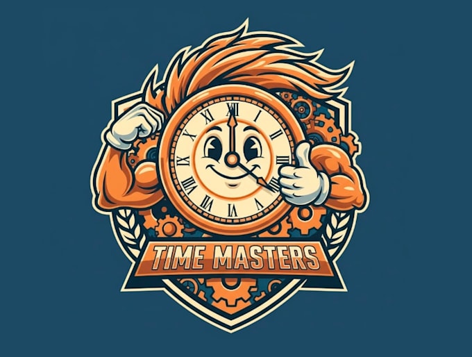 design hand clock mascot logo design with express delivery