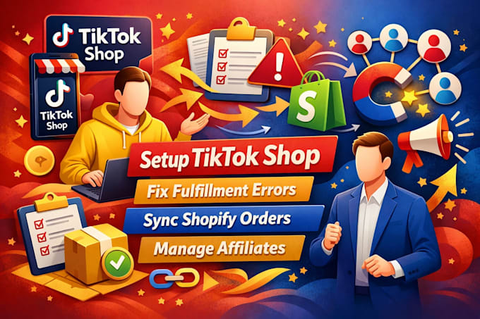 setup tiktok shop fix fulfillment errors, sync shopify orders, affiliate program