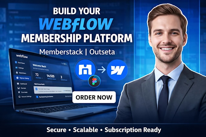 build webflow membership website memberstack, outseta figma to webflow developer